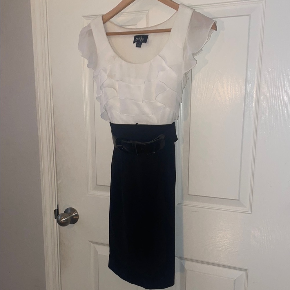 by & by White and Black Ruffle Dress